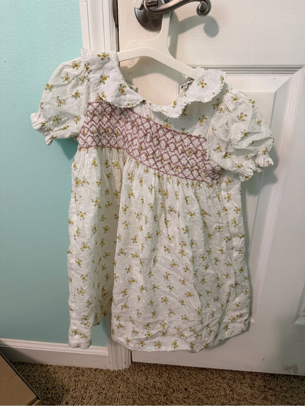 BayBala Size 6 Smocked Floral Short-Sleeve Girls Dress
